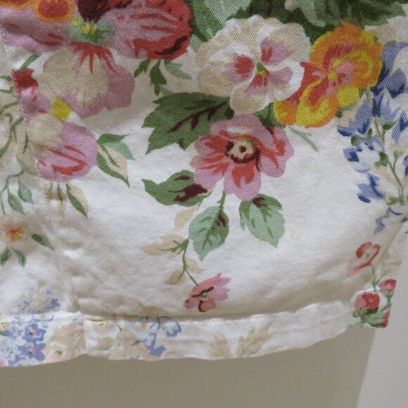 VINTAGE RALPH LAUREN Floral Midi Pencil Skirt in White Denim Preppy Cottagecore - Picture 9 of 16